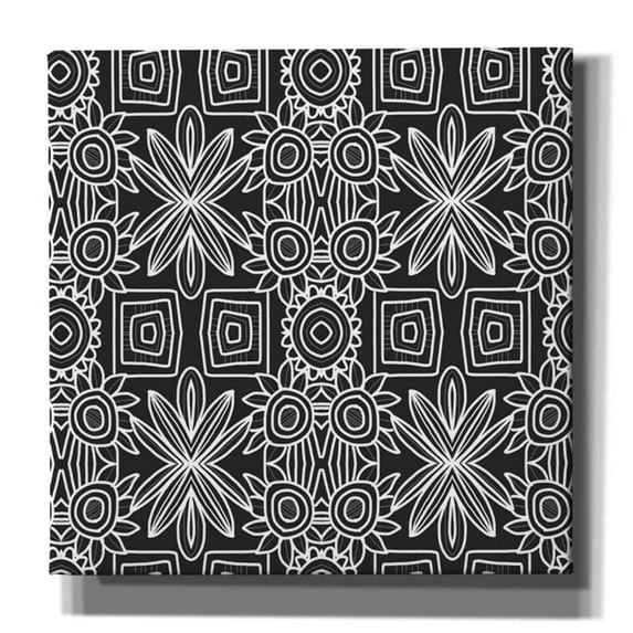 Epic Graffiti 'Black And White Boho Floral' by Linda Woods, Canvas Wall Art, 12"x12"