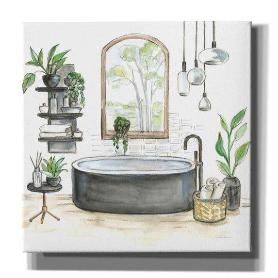 Epic Graffiti 'Black Bathtub I' by Silvia Vassileva, Canvas Wall Art, 18"x18"