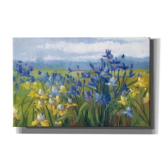 Epic Graffiti 'Blue And Yellow Flower Field' by Carol Rowan, Giclee Canvas Wall Art, 40"x26"