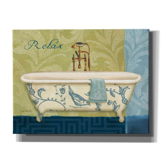 Epic Graffiti 'Blue Botanical Bath II' by Lisa Audit, Canvas Wall Art, 34"x26"