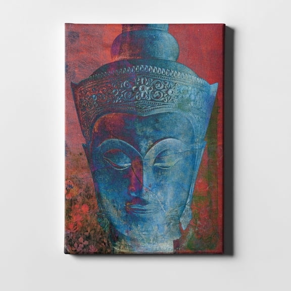 Epic Graffiti  "Blue Buddha Head" by Elena Ray Giclee Canvas Wall Art, 12"x18" 12" x 18"