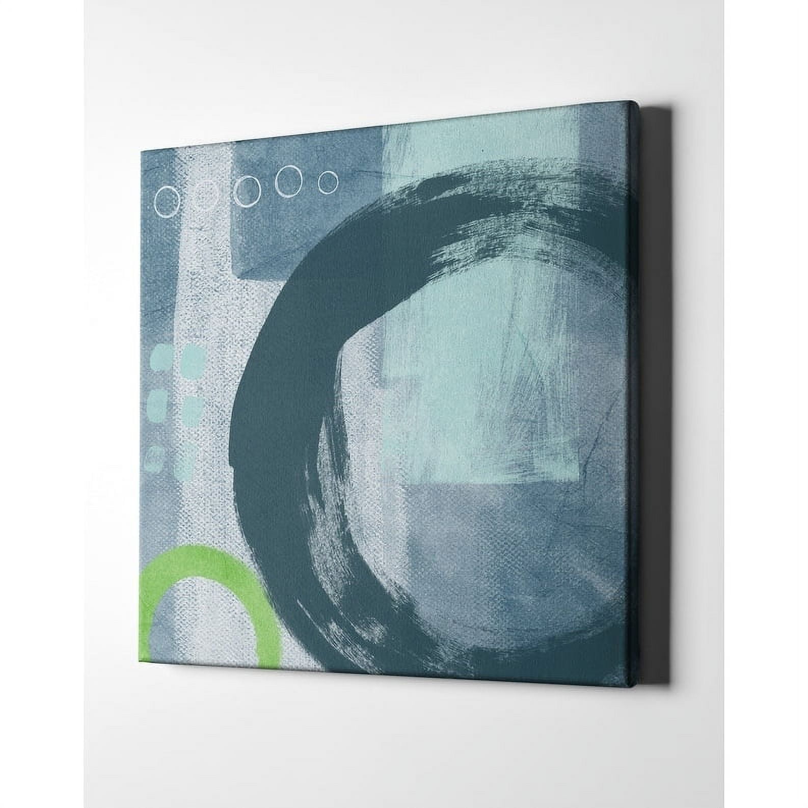 Blue and Gray Abstract Circles Canvas Wall Art 18" x 18"