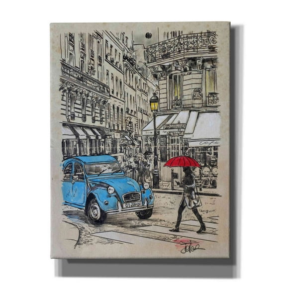 Epic Graffiti 'Blue Citroen' by Loui Jover, Canvas Wall Art, 26"x34'