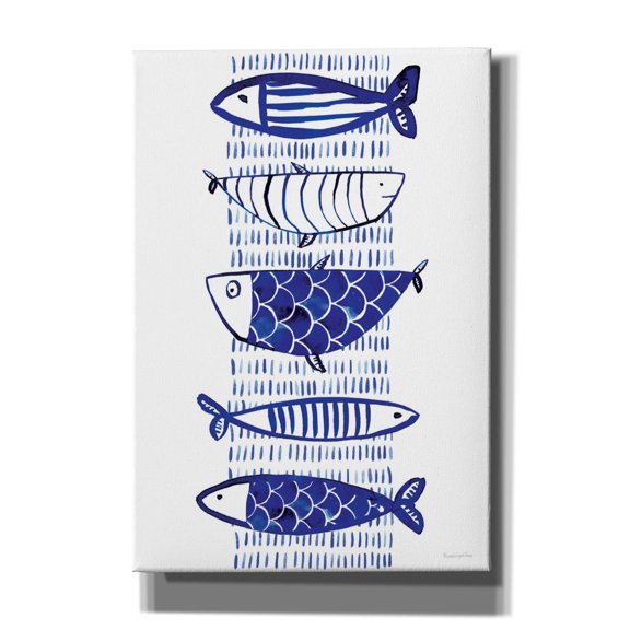 Epic Graffiti 'Blue Fish 2'  by Mercedes Lopez Charro Canvas Wall Art, 18" x 26"