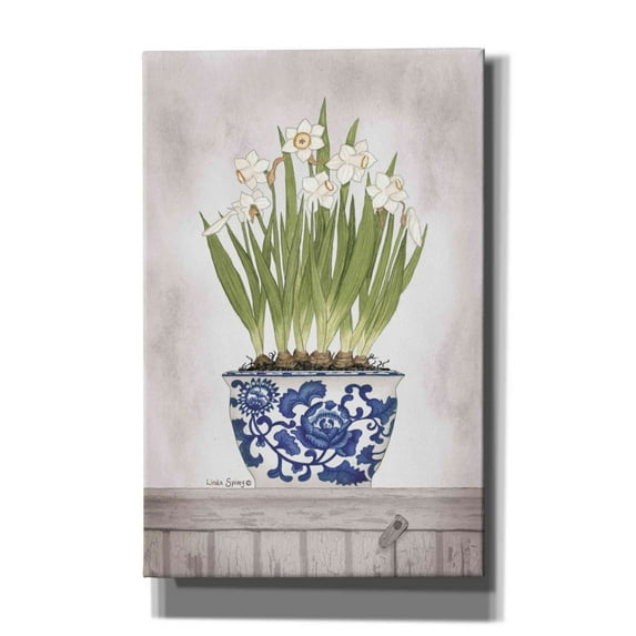 Epic Graffiti 'Blue and White Daffodils II' by Linda Spivey, Canvas Wall Art, 26"x40"