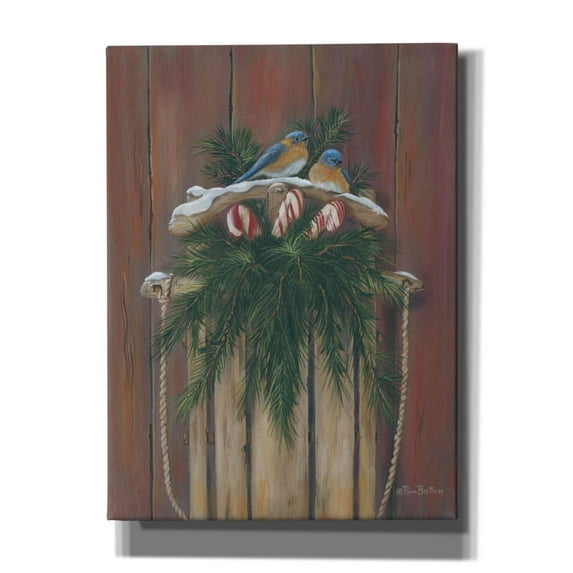Epic Graffiti 'Bluebirds & Sled' by Pam Britton, Canvas Wall Art, 40"x54"