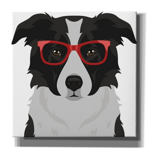 Epic Graffiti 'Border Collie Wearing Hipster Glasses' by Furbaby Affiliates, Canvas Wall Art, 18"x18"