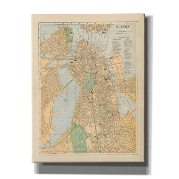 Epic Graffiti 'Boston Map' by Wild Apple Portfolio, Canvas Wall Art, 26"x34"