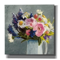 Epic Graffiti 'Bouquet In Spanish Jug 2 Gray'  by Shirley Novak Canvas Wall Art, 18" x 18"