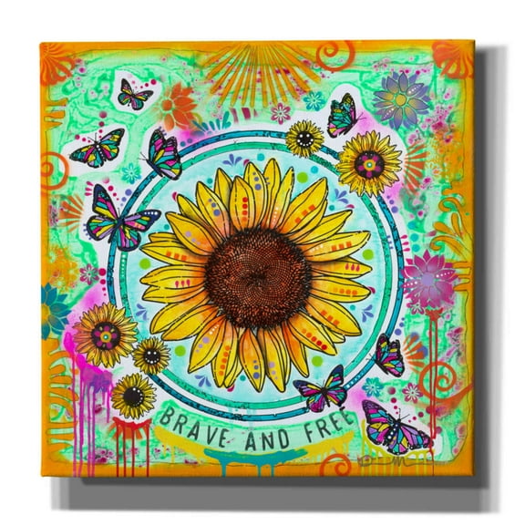 Epic Graffiti 'Brave and Free' by Dean Russo, Canvas Wall Art, 12"x12"