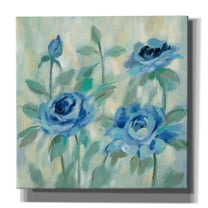 Epic Graffiti 'Brushy Blue Flowers II' by Silvia Vassileva, Canvas Wall Art, 12"x12"