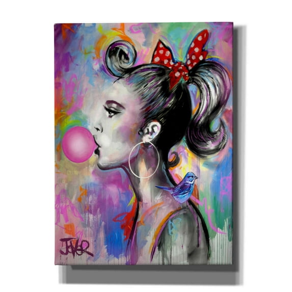 Epic Graffiti 'Bubble Girl' by Loui Jover, Canvas Wall Art, 40"x54"