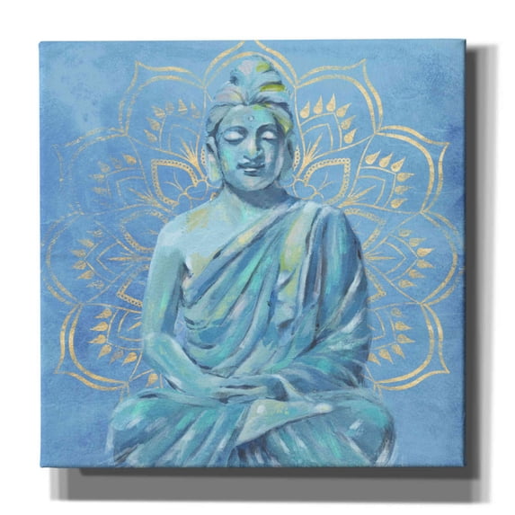 Epic Graffiti 'Buddha on Blue II' by Annie Warren, Canvas Wall Art, 18"x18"