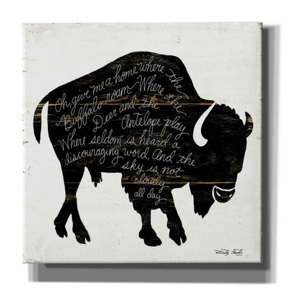 Epic Graffiti 'Buffalo in Black' by Cindy Jacobs, Canvas Wall Art, 12"x12"
