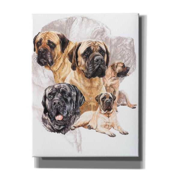 Epic Graffiti 'Bull Mastiff with Ghost' by Barbara Keith, Canvas Wall Art, 12"x16"