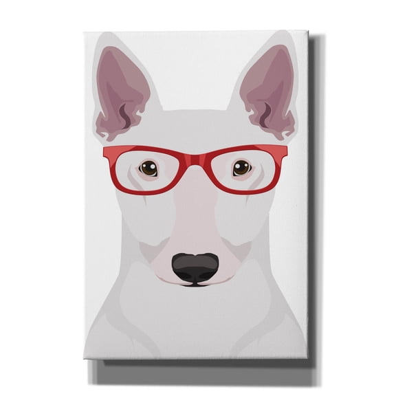 Epic Graffiti 'Bull Terrier Wearing Hipster Glasses' by Furbaby Affiliates, Canvas Wall Art, 18"x26"