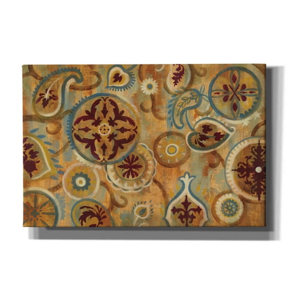 Epic Graffiti 'Burnt Paisley and Mandalas' by Silvia Vassileva, Canvas Wall Art, 60"x40"