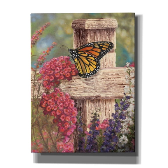 Epic Graffiti 'Butterfly And Fence Cross' by Art Licensing Studio Canvas Wall Art, 12" x 16"