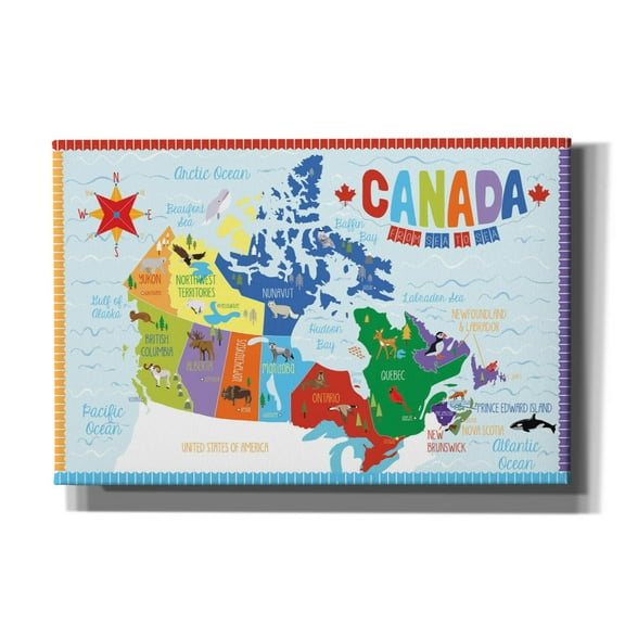 Epic Graffiti 'Canada Map'  by Erin Clark Canvas Wall Art, 18" x 12"