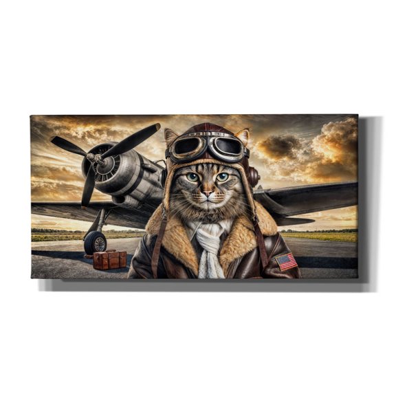 Epic Graffiti 'Cat Feline Aviator' by Rey Klimt Canvas Wall Art, 60" x 30"