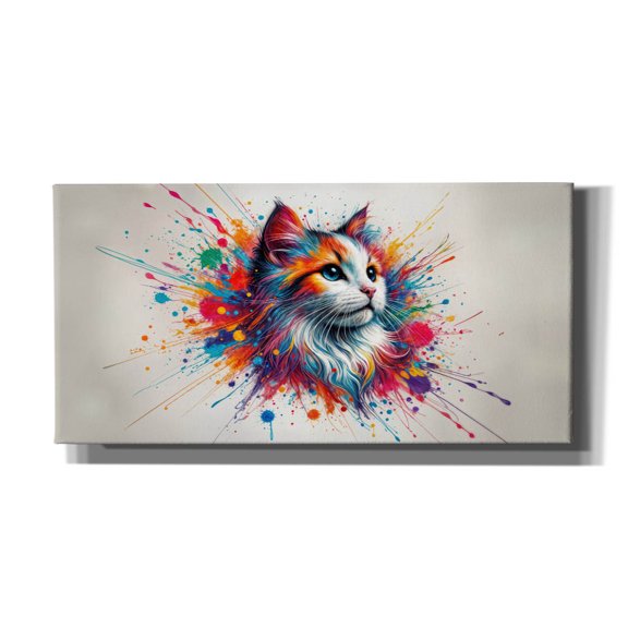Epic Graffiti 'Cat Paint Splashes' by Rey Klimt Canvas Wall Art, 60" x 30"