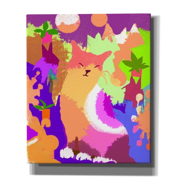 Epic Graffiti 'Cat With Abstract Background' by Holly McGee, Canvas Wall Art, 20"x24"
