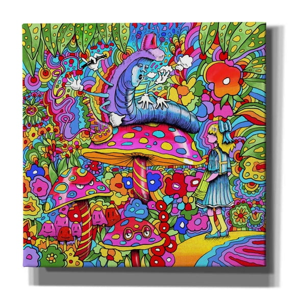 Epic Graffiti 'Caterpillar Alice Square' by Howie Green, Canvas Wall Art, 18"x18"