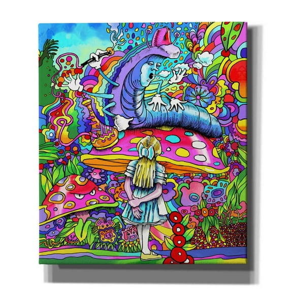 Epic Graffiti 'Caterpillar Alice portrait' by Howie Green, Canvas Wall Art, 26"x30"