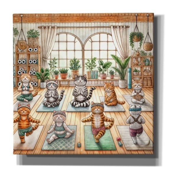 Epic Graffiti 'Cats Doing Yoga' by Rey Klimt Canvas Wall Art, 26" x 26"