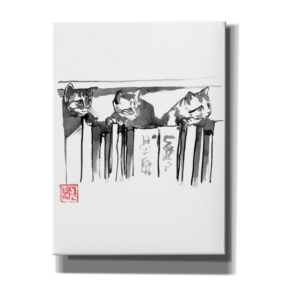 Epic Graffiti 'Cats In Library' by Pechane, Canvas Wall Art, 12"x16"
