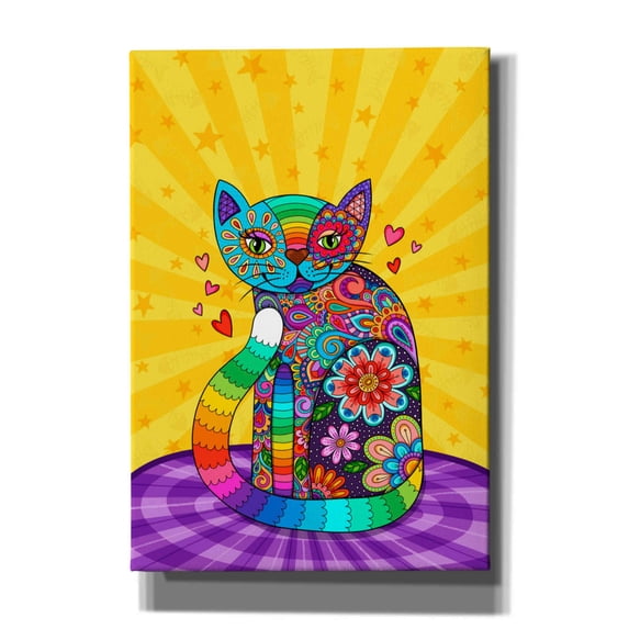 Epic Graffiti 'Cats Meow' by Hello Angel, Giclee Canvas Wall Art, 18"x26"