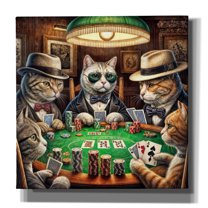 Epic Graffiti 'Cats Playing Poker' by Rey Klimt Canvas Wall Art, 37" x 37"