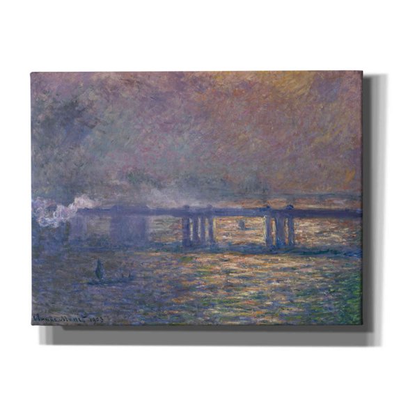 Epic Graffiti 'Charing Cross Bridge' by Claude Monet, Giclee Canvas Wall Art, 34"x26"