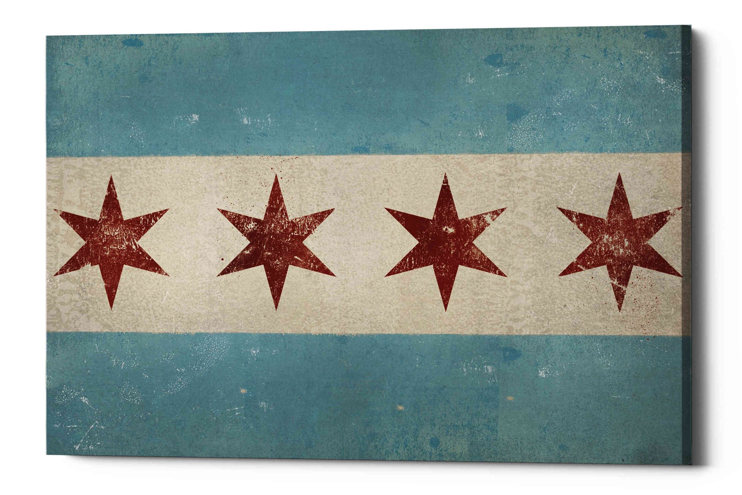 Chicago Flag Canvas Wall Art in Red and Blue, 18" x 12"