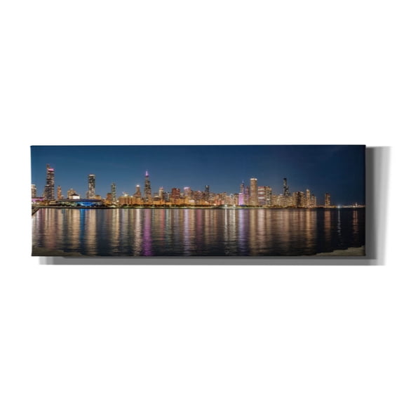 Epic Graffiti 'Chicago Nighttime Skyline 5' by Epic Portfolio Canvas Wall Art, 36" x 12"