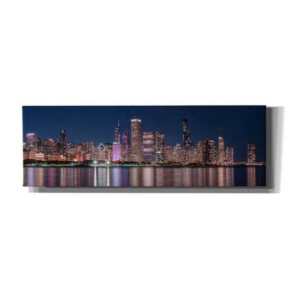 Epic Graffiti 'Chicago Nighttime Skyline' by Epic Portfolio Canvas Wall Art, 60" x 20"