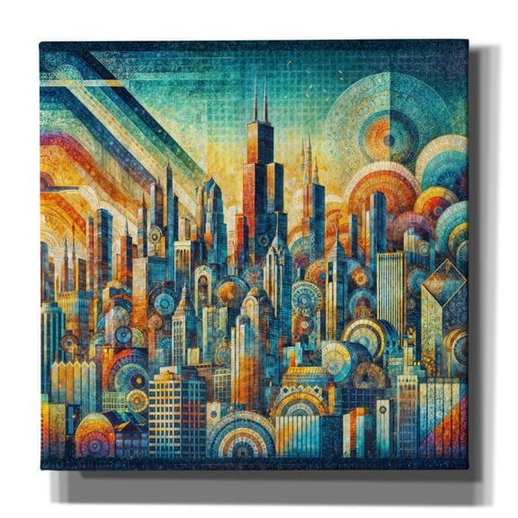 Epic Graffiti 'Chicago Skyline Abstract' by Rey Klimt Canvas Wall Art, 12" x 12"
