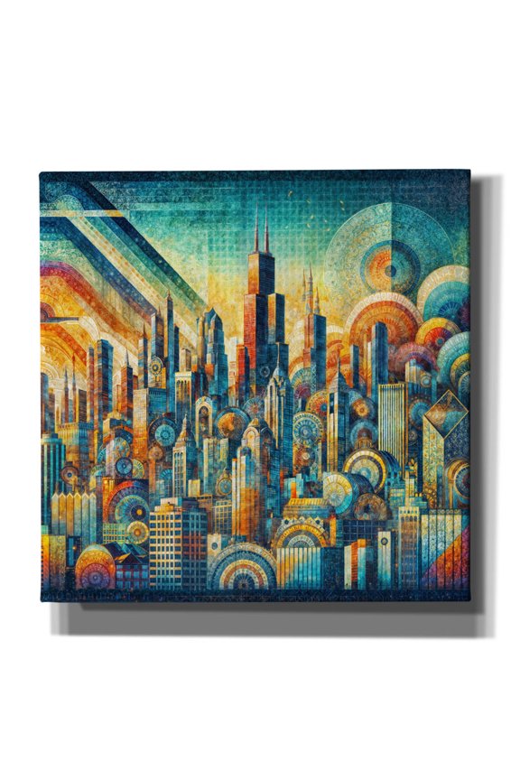 'Chicago Skyline Abstract' by Rey Klimt Canvas Wall Art, 26" x 26"