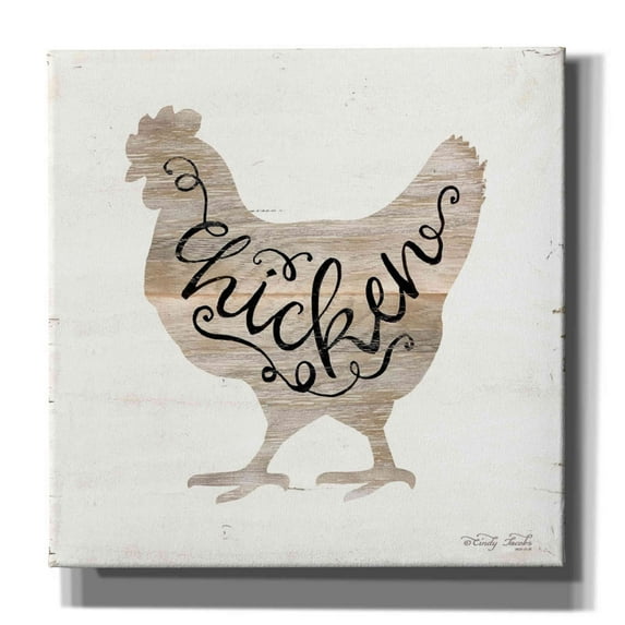 Epic Graffiti 'Chicken in Beige' by Cindy Jacobs, Canvas Wall Art, 37"x37"