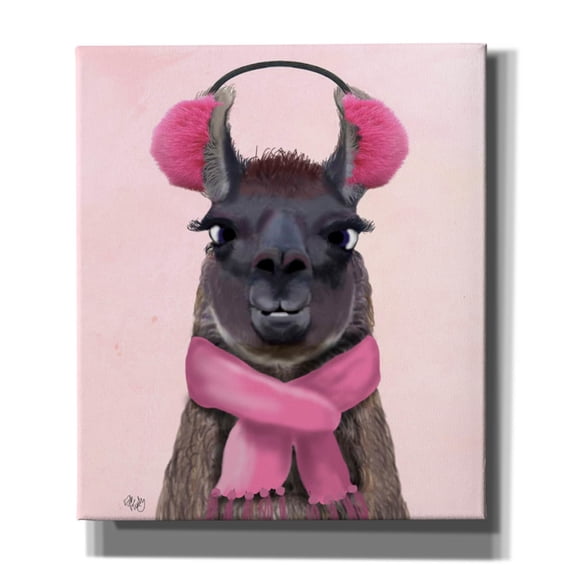 Epic Graffiti 'Chilly Llama Pink' by Fab Funky, Canvas Wall Art, 26"x30"