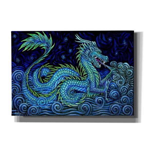 Epic Graffiti 'Chinese Azure Dragon' by Rebecca Wang Art, Acrylic Glass Wall Art, 26"x18"