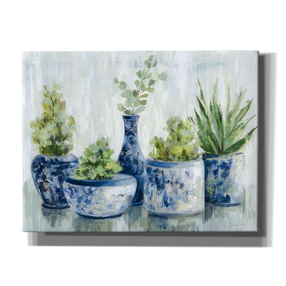 Epic Graffiti 'Chinoiserie Plants Bright' by Silvia Vassileva, Canvas Wall Art, 34"x26"