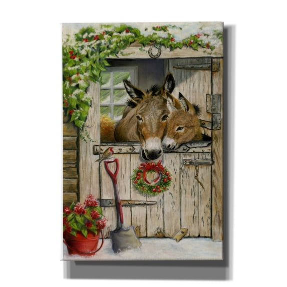 Epic Graffiti 'Christmas Donkies' by Janet Pidoux, Canvas Wall Art, 18"x26"