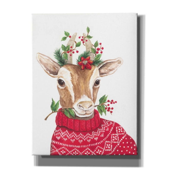 Epic Graffiti 'Christmas Goat' by Diane Kater, Giclee Canvas Wall Art, 12"x16"