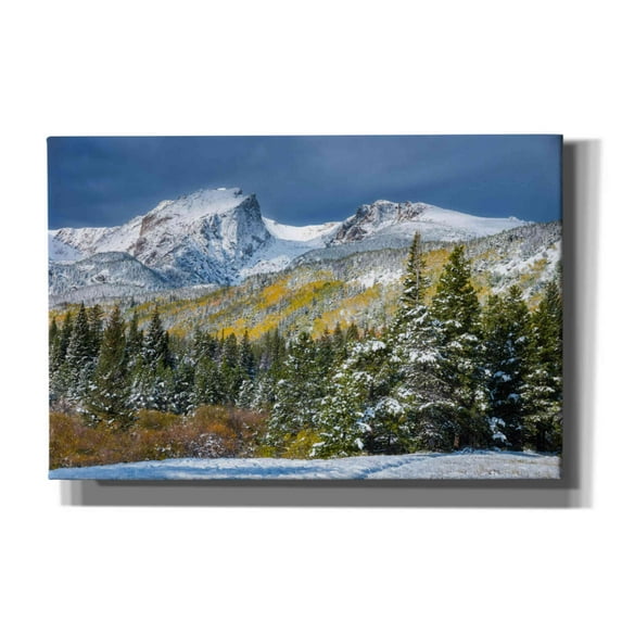 Epic Graffiti 'Christmas In the Rockies - Rocky Mountain National Park' by Darren White, Giclee Canvas Wall Art, 18"x12"