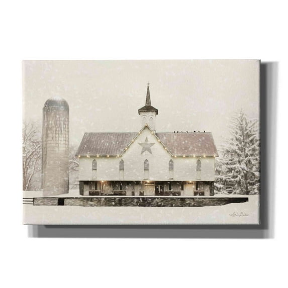 Epic Graffiti 'Christmas Star Barn with Lights' by Lori Deiter, Canvas Wall Art, 26"x18"