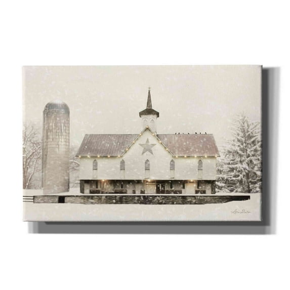 Epic Graffiti 'Christmas Star Barn with Lights' by Lori Deiter, Canvas Wall Art, 40"x26"
