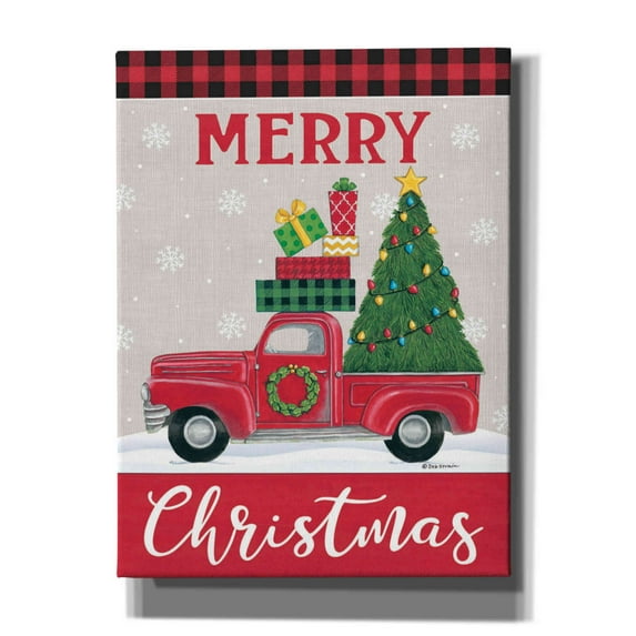 Epic Graffiti 'Christmas Tree Truck' by Deb Strain, Giclee Canvas Wall Art, 12"x16"