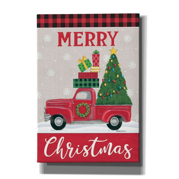 Epic Graffiti 'Christmas Tree Truck' by Deb Strain, Giclee Canvas Wall Art, 18"x26"