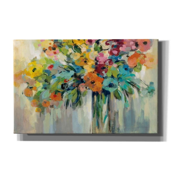 Epic Graffiti 'Cloud of Flowers' by Silvia Vassileva, Canvas Wall Art, 40"x26"